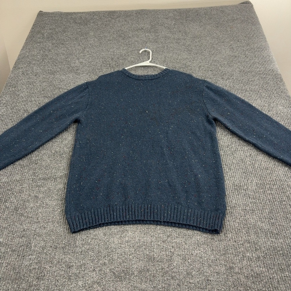 Line of Trade Sweater Mens L Blue Wool Blend Donegal Elbow Patches Classic Style